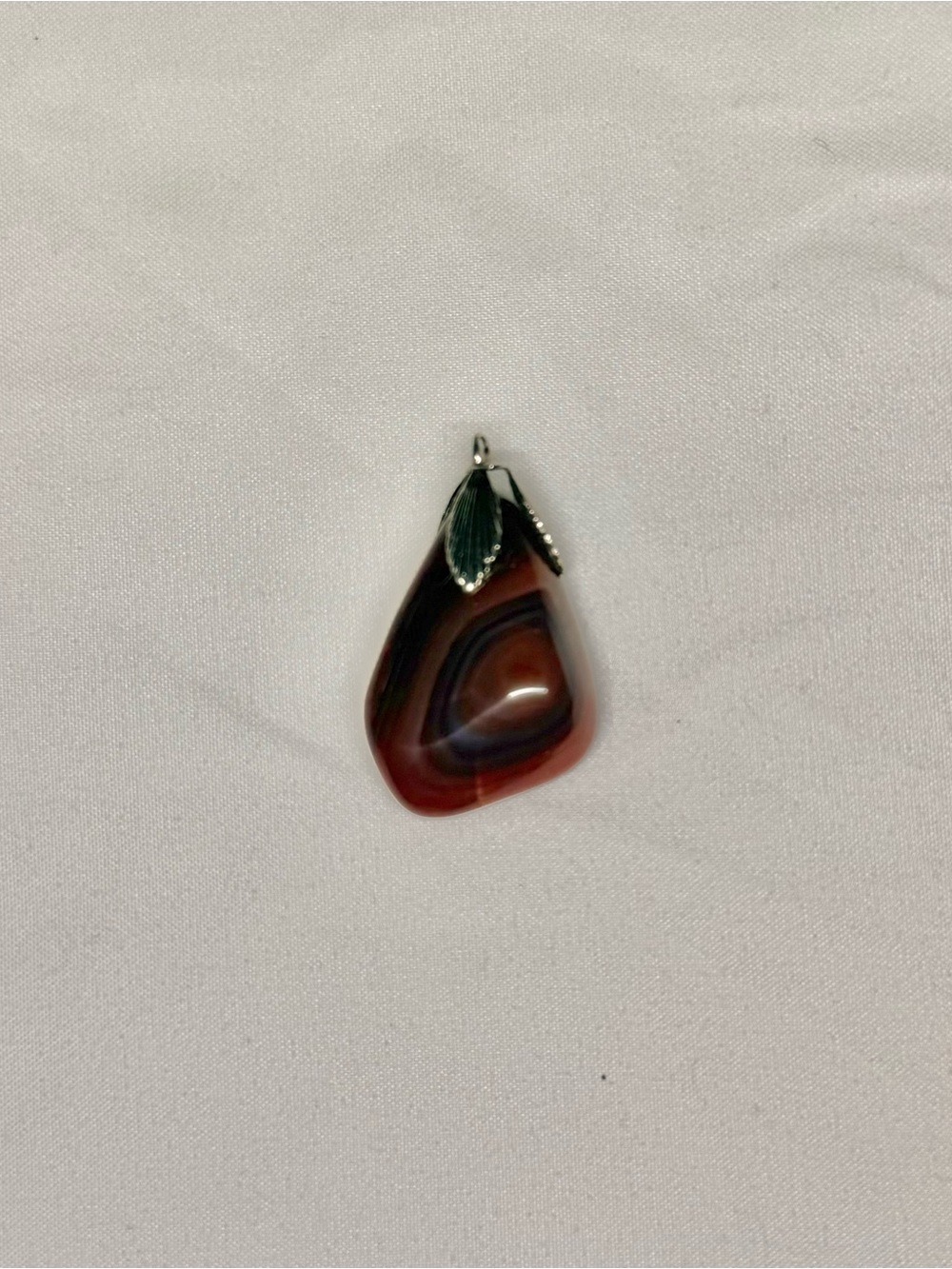 Silver Leaf Red Agate Pendant Necklace